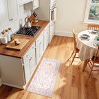 Area Rugs 2'x4' Washable Non-Slip, Floral Vintage Distress Print Pattern - Image 2