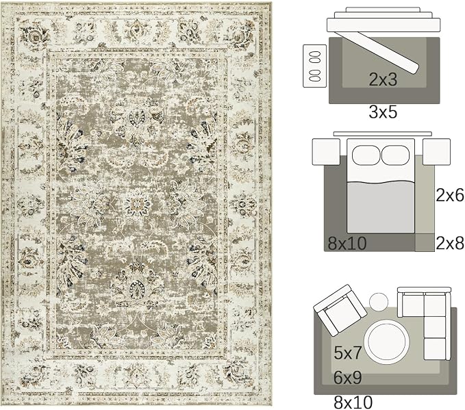 jinchan Fiora Washable Area Rug 3x5 Entryway Rug - Image 2