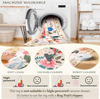 Floral 6x9 Area Rug Machine Washable Soft Print Boho Carpet Non Slip Doormat - Image 6