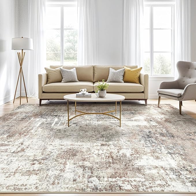 5x8 Area Rug Living Room: Machine Washable Large Abstract Soft Rugs Stain - Image 5