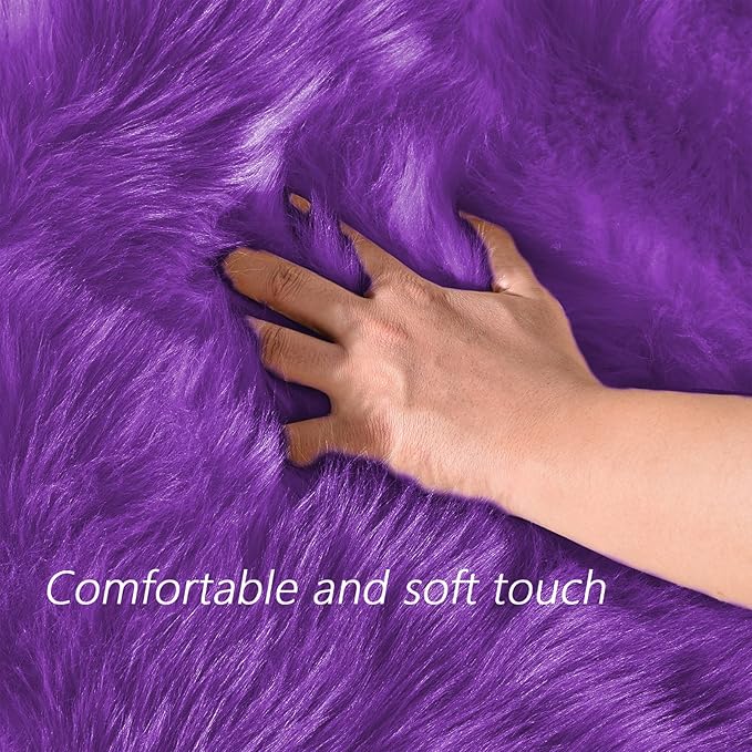 Latepis Purple Sheepskin Large 5x7 Area Rugs - Image 5