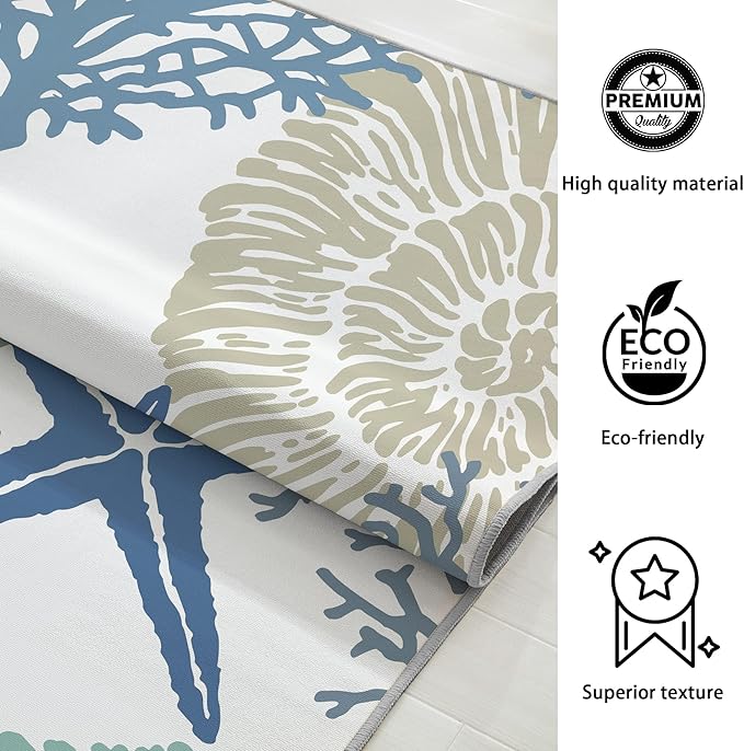 Tritard Coastal Area Rugs Nautical Beach Themed Non-Slip Machine Washable Rugs - Image 6