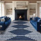 HelloTree Area Rug for Living Room 9x12 Washable Geometric Moroccan Rug Stripe by HelloTree