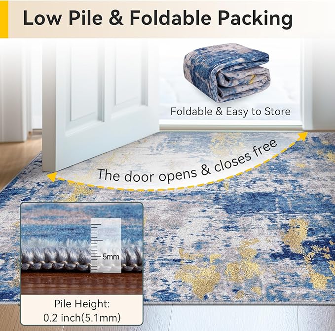Washable Area Rugs 5'x7' Non-Slip Modern Abstract Soft - Image 8