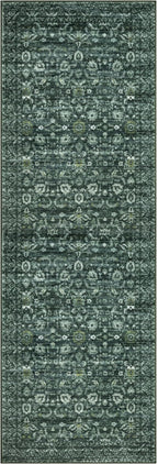 Vintage Runner Rug 3x10, Dark Green Washable Kitchen Runner Non-Slip Soft - Image 9