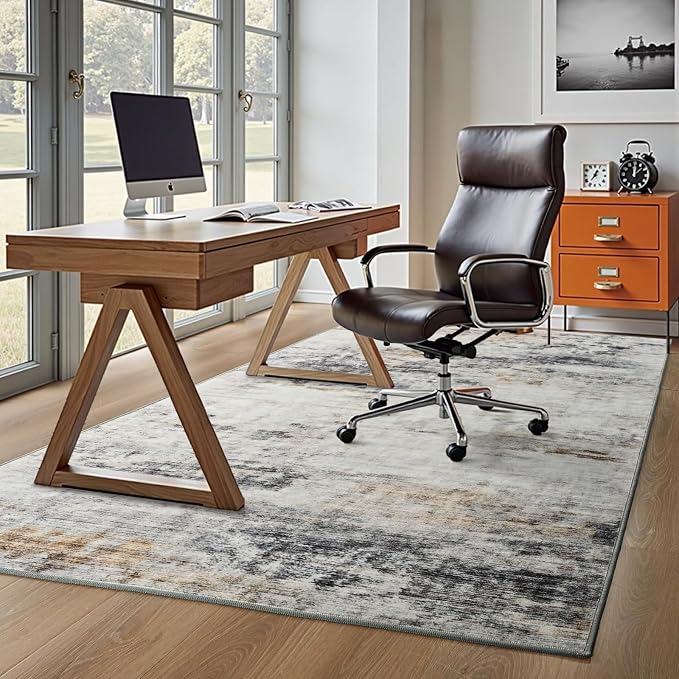 Toneed Abstract Area Rug 7x9 Modern Washable Rug Soft Non Slip Rug Low Pile - Image 5