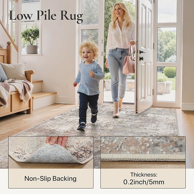 GENIMO Washable 6x9 Area Rugs for Living Room, Non Slip Modern Abstract Rug - Image 7