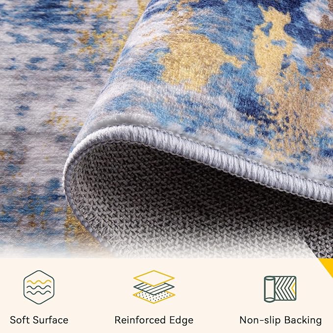 Washable Area Rugs 8'x10' Non-Slip Modern Abstract Soft - Image 5
