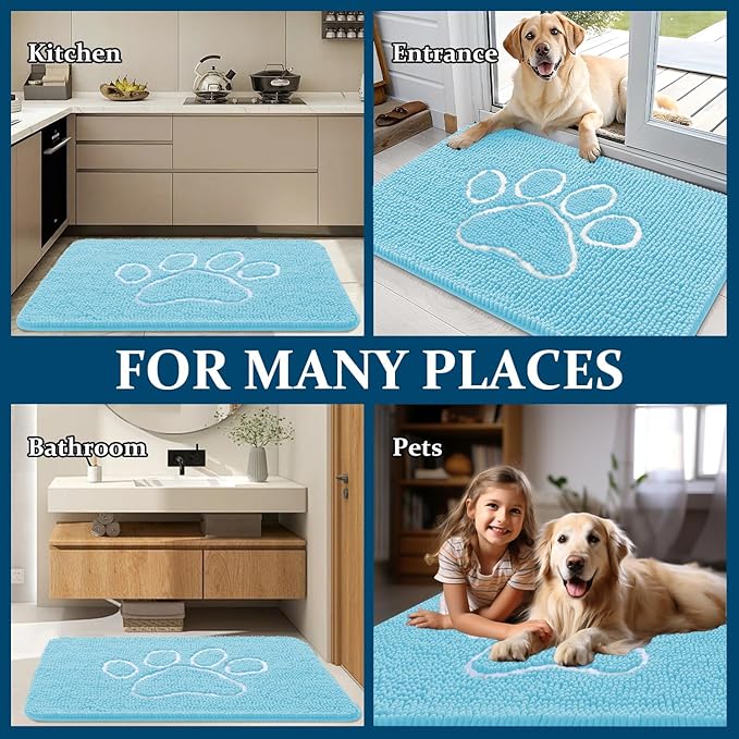 OLANLY Dog Door Mat for Muddy Paws 30x20, Paw Print Design, Absorbs Moisture - Image 8