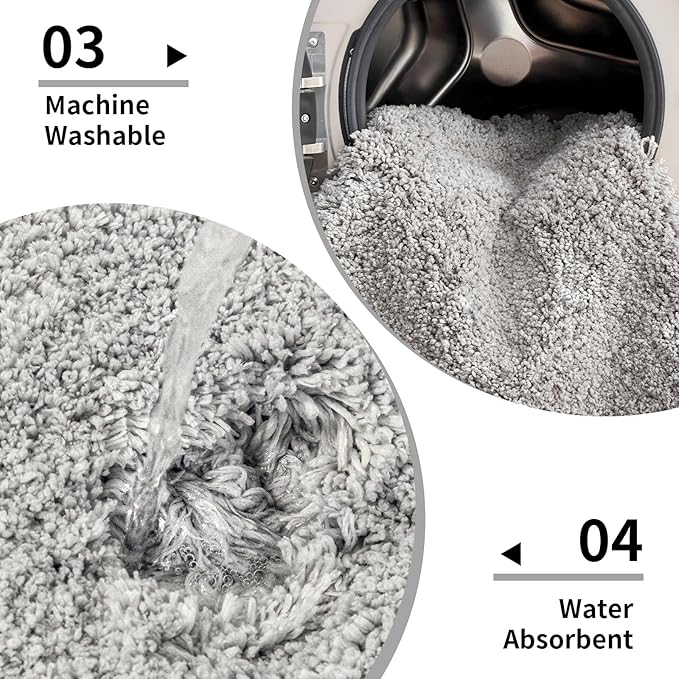 Gray Bathroom Runner Rug 24x70 Non Slip Fluffy Long Bath Mat - Image 6