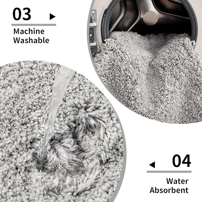 Gray Bathroom Runner Rug 24x59 Non Slip Fluffy Long Bath Mat - Image 6