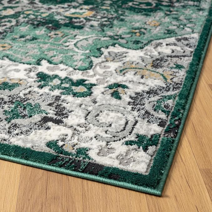 LUXE WEAVERS Moroccan Green 6x9 Medallion Area Rug - Image 5