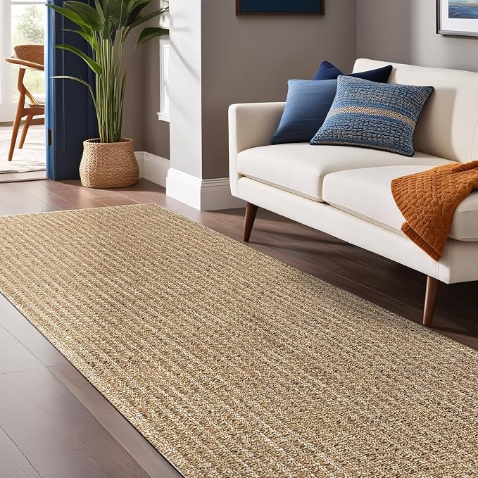 Easy Jute Rugs 2x7 Natural Color Living Room Indoor Outdoor Runner Rug - Image 4
