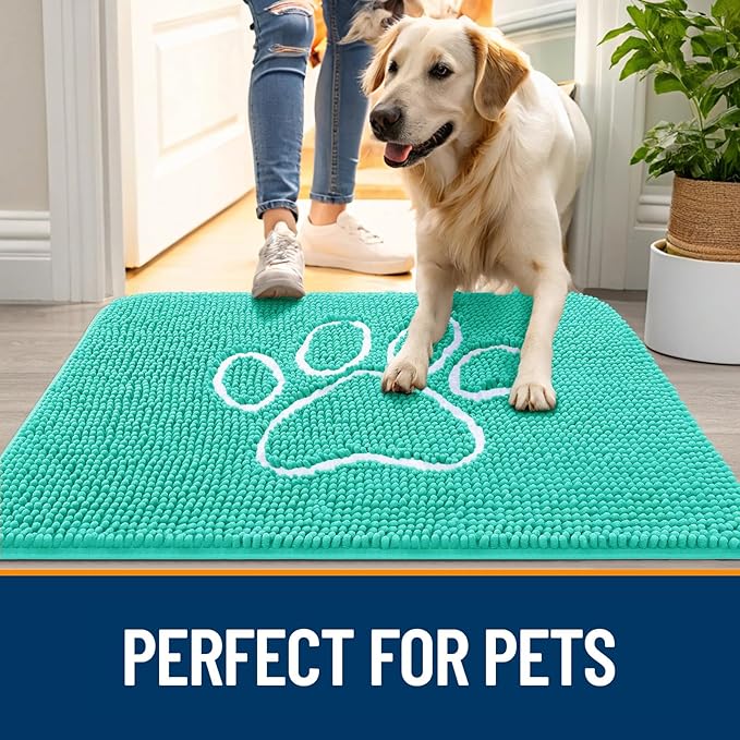 OLANLY Dog Door Mat for Muddy Paws 24x16, Paw Print Design, Absorbs Moisture - Image 6
