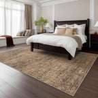 Fmfunctex 6x9 Washable Area Rug Rust Brown Vintage Neutral Distressed Oriental - Image 3