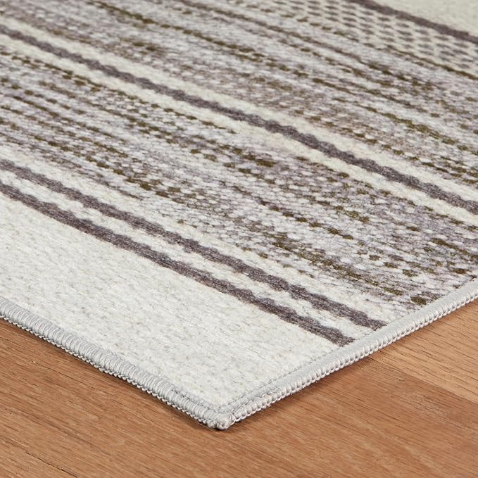 Dash & Albert Ellington Stripe Grey Machine Washable Rug, Runner-2.5 X 8 Feet - Image 3