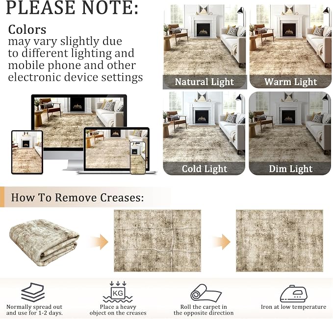 6x9 Machine Washable Area Rug for Living Room, Kids and Pets Friendly for - Image 9