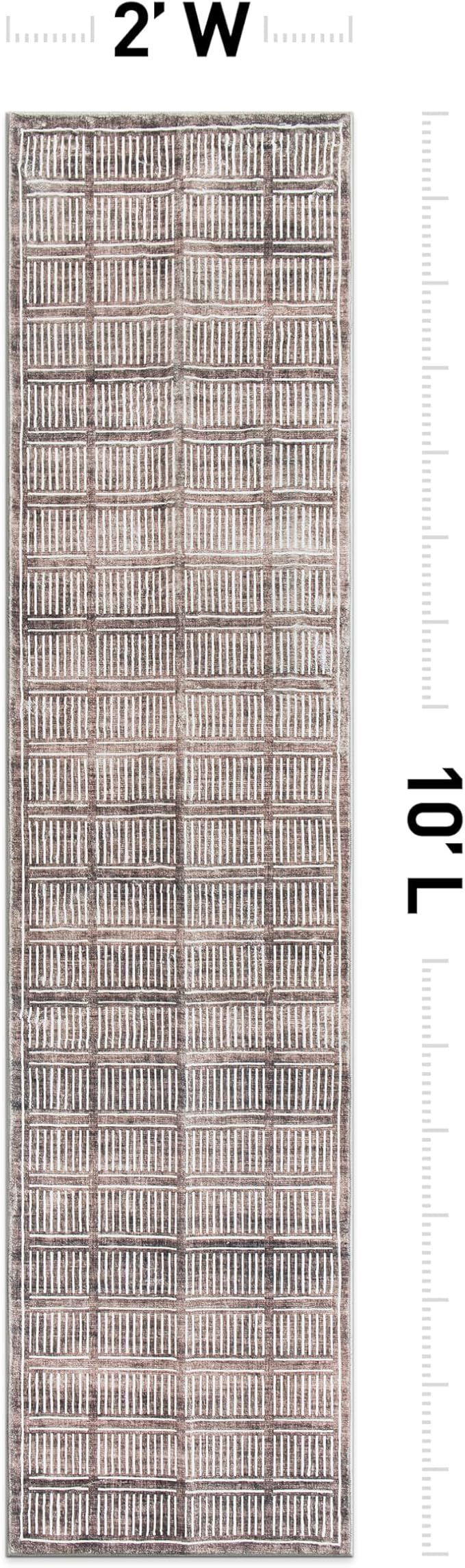 Rugshop Bohemian Stripe Lines Washable Non Slip Runner Rug 2' x 10' Brown - Image 2