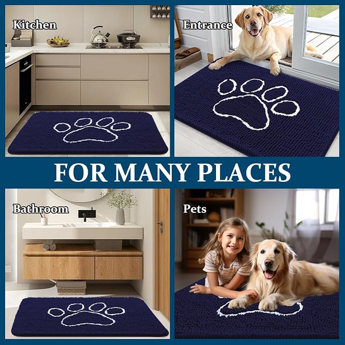 OLANLY Dog Door Mat for Muddy Paws 24x16, Paw Print Design, Absorbs Moisture - Image 8