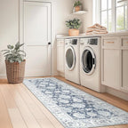 jinchan Runner Rug 2x7 Machine Washable Hallway Rug Dark Blue Vintage Floral - Image 3