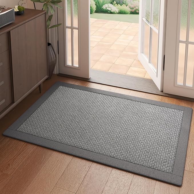 Front Door Mat 2'x3', Jute Like Non-Slip Indoor Mat Entrance, Woven Washable by YDKGL