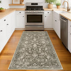 KILOCOCO Area Rug 3x5 Entryway Rug Washable Printed Vintage Floral Rubber - Image 2