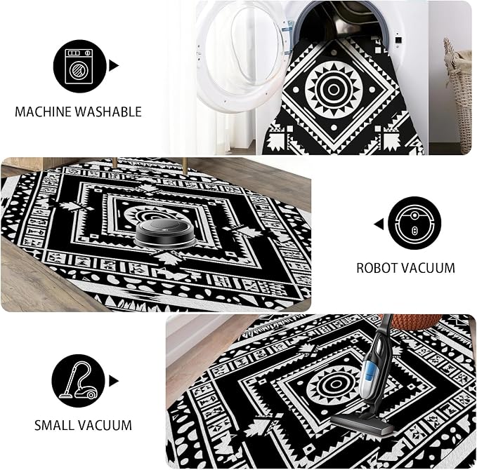 Area Rugs for Living Room 6x8, Moroccan Washable Low Pile Rug, Boho Neutral - Image 5