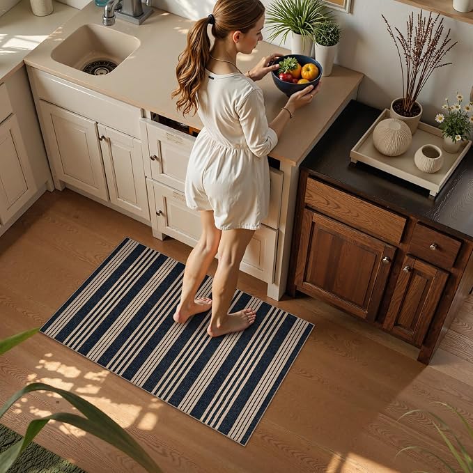 Lahome Striped Easy Jute Front Door Mat, 2x3 Washable Kitchen Rug Small Indoor - Image 6