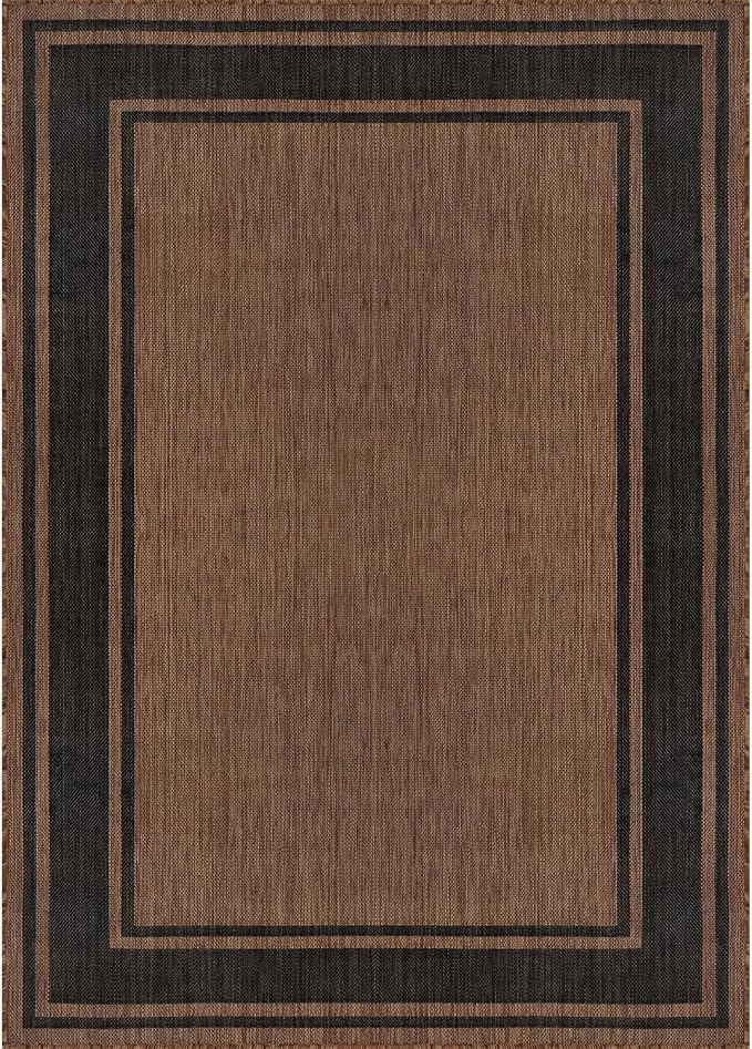 Beverly Rug Large Outdoor Rug 9x12 Modern Bordered Area Rugs - Image 2