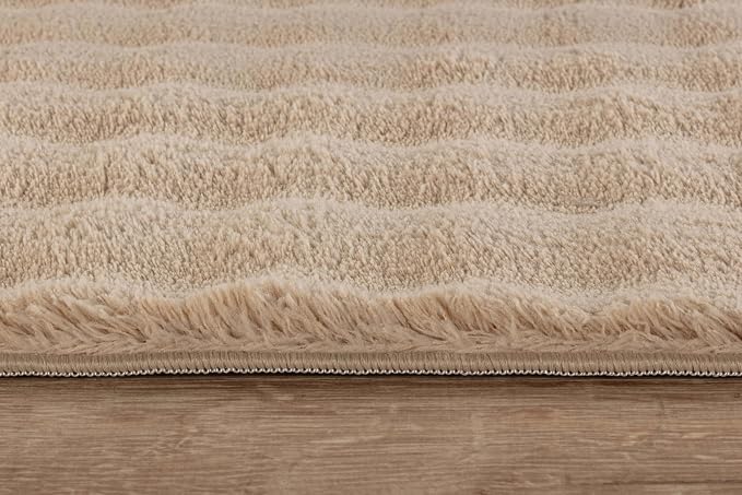 CAMILSON Modern Beige Non Slip Rug 4x6 Ultra Soft High Pile Area Rugs Non Skid - Image 7