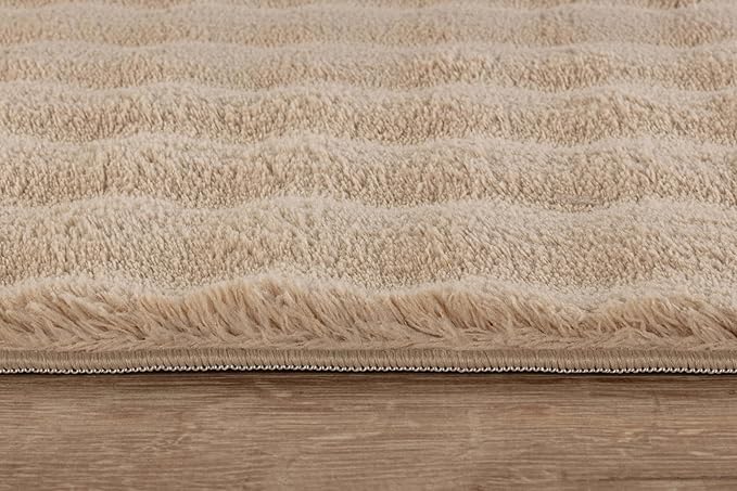 CAMILSON Modern Beige Non Slip Door Mat Rug 2x3 Ultra Soft High Pile Entryway - Image 7