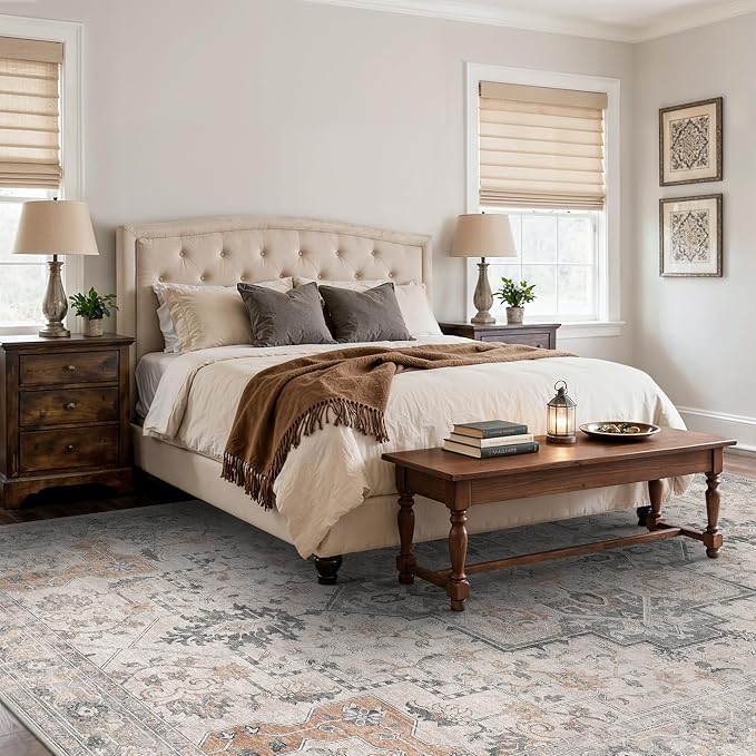 10x14 Area Rugs for Living Room, Non Slip Machine Washable Vintage Rugs - Image 3