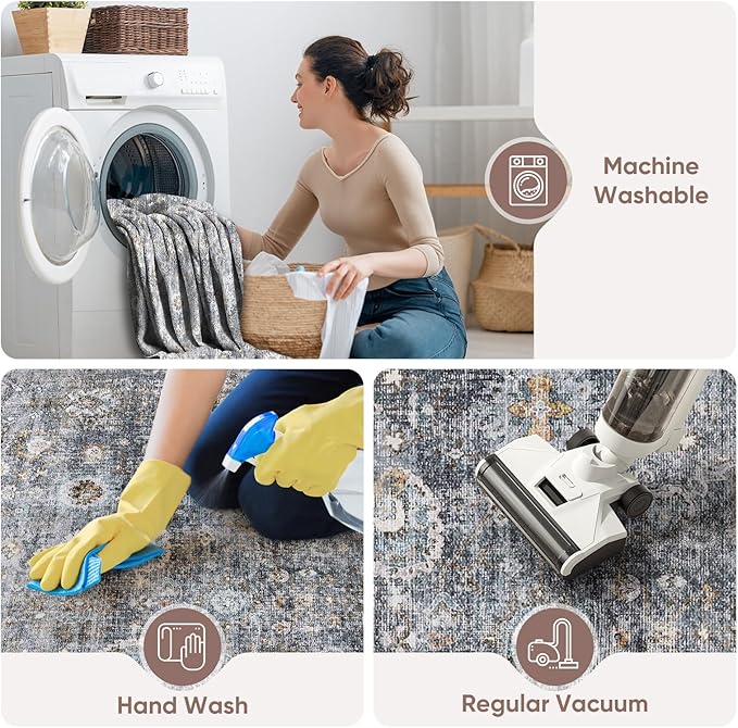 Rugcomf Bedroom Rug 3x5 Rug Washable Area Rug Non Slip Low Pile Small Carpet - Image 4