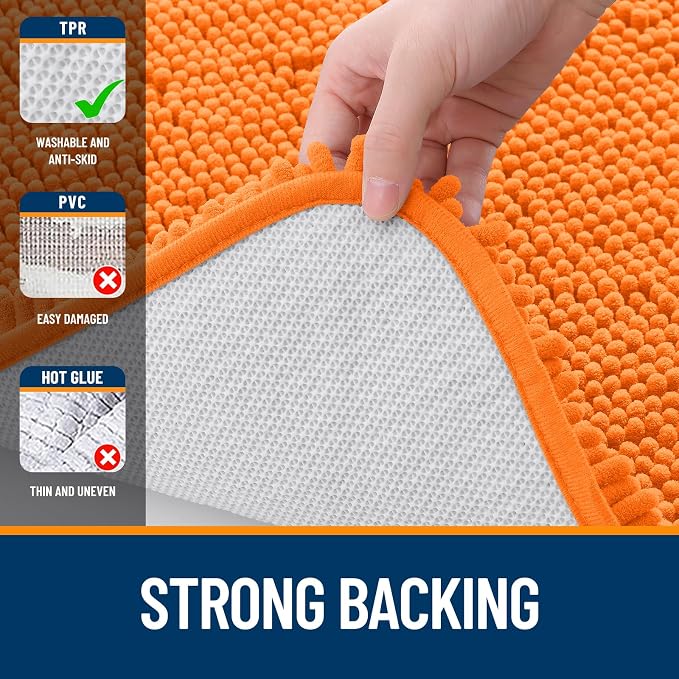 OLANLY Bathroom Rugs 24x16, Extra Soft Absorbent Chenille Bath Rugs, Rubber - Image 6