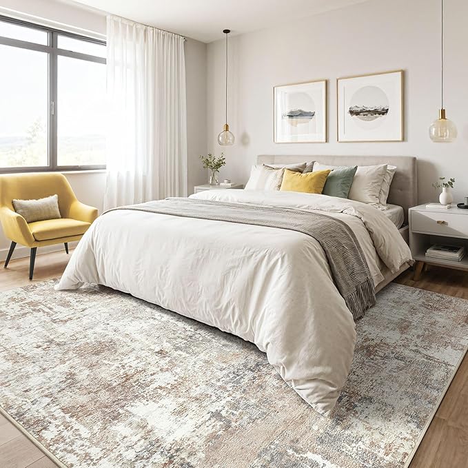 4x6 Rug Washable Area Rugs: Abstract Modern Soft Stain Resistant Indoor Floor - Image 4