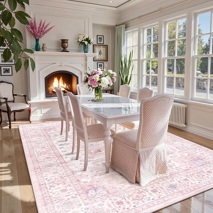 LIVEBOX Pink Washable Area Rug 8x10 - Image 5