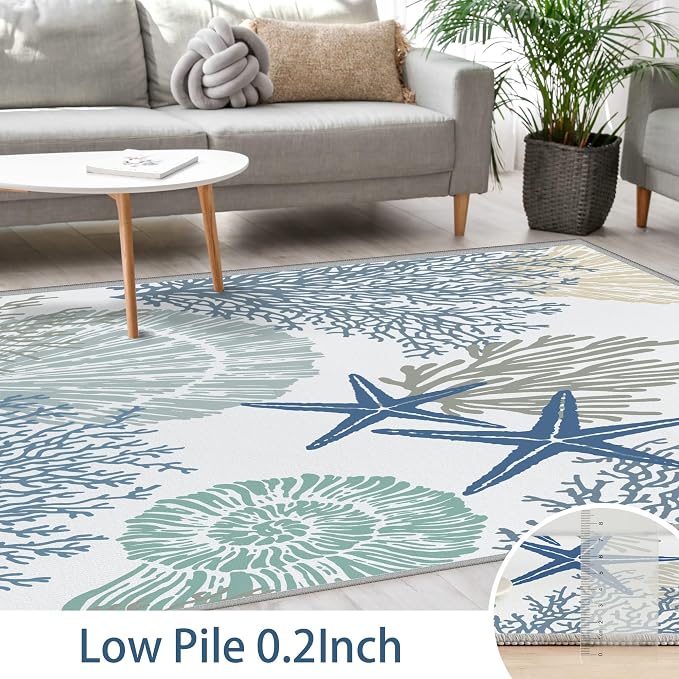 Tritard Coastal Area Rugs Nautical Beach Themed Non-Slip Machine Washable Rugs - Image 5