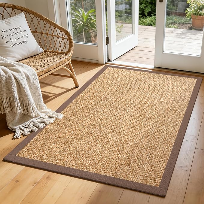 Washable Runner Rug 3x5 Jute Like Entryway Indoor Runner Mat Rugs Non Slip by YDKGL