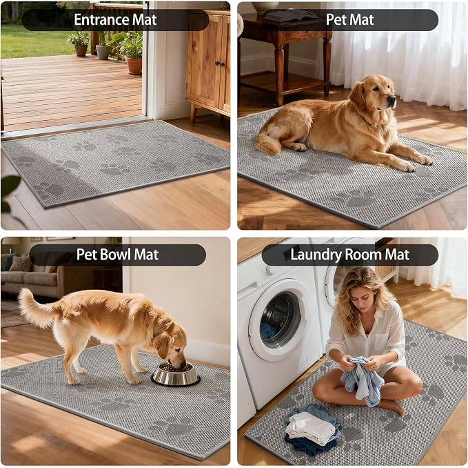Door Mat Indoor Entrance 24"x35", 0.16" Thin Paw Print Low Pile Doormat - Image 8