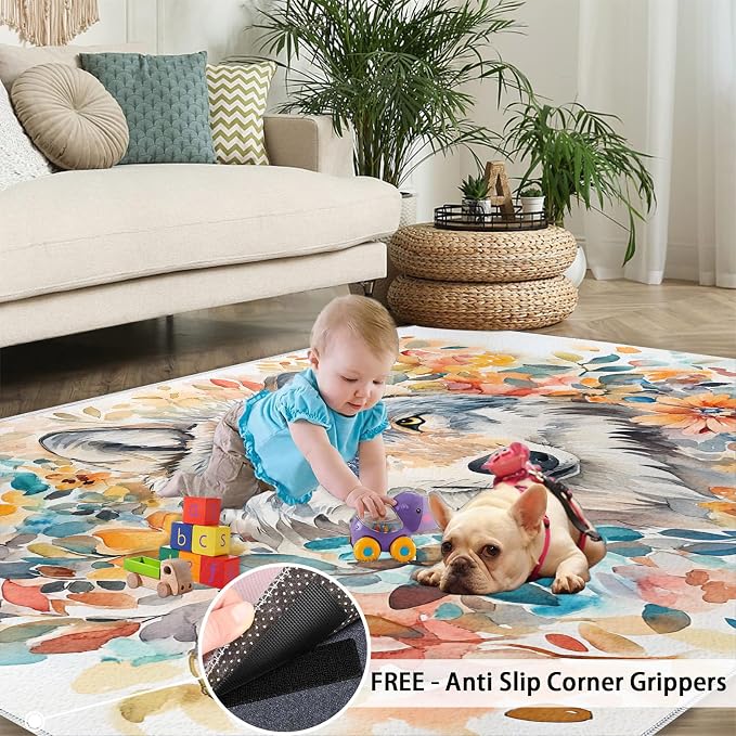 3x5 Wolf Dorm Rug - Image 5