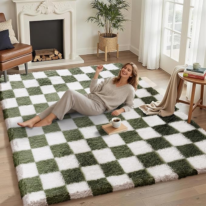 5x7 Area Rugs for Living Room Bedroom, Soft Fluffy Shaggy Bedside Rug, Indoor by NoiFamo
