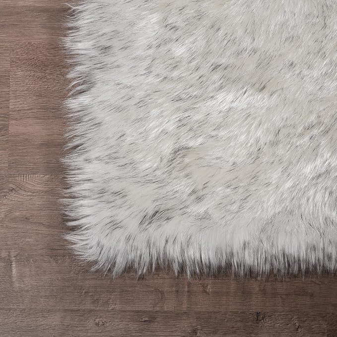 Latepis White with Grey Tips Small Bedroom Washable Soft Shaggy 2x3 Rug Fuzzy - Image 6