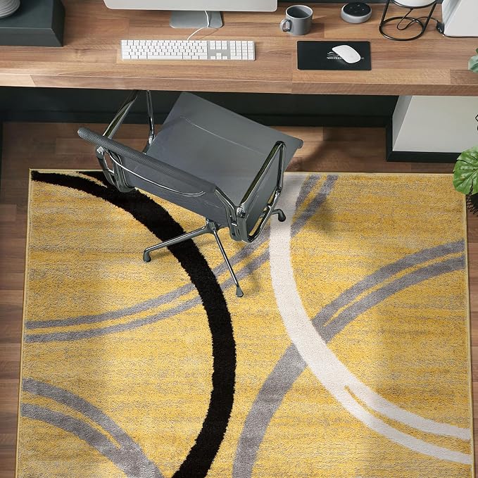 Rugshop Wavy Circles Design Area Rug, Carpet - Image 9