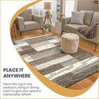 Superior Indoor Runner Rug, Jute Backed, Modern Geometric Patchwork Floor Decor - Image 4