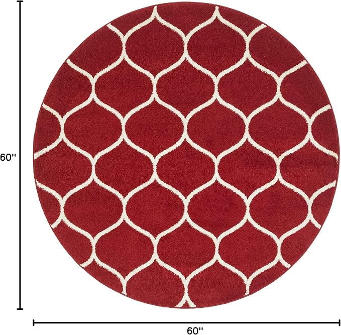 Rugs.com Lattice Frieze Collection Rug – 5' Round Red Medium Rug Perfect - Image 2
