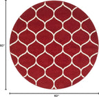 Rugs.com Lattice Frieze Collection Rug – 5' Round Red Medium Rug Perfect - Image 2