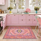 SERISSA Small Rugs for Entryway, 2x3 Fuchsia Pink Washable Non-Slip Area Rug - Image 2