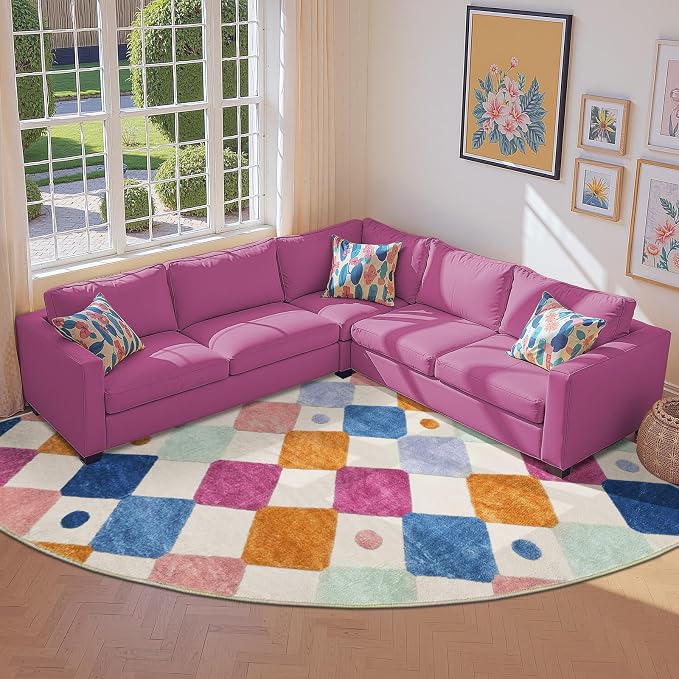 jinchan Macy Kids Rug for Classroom 8ft Radius Corner Washable Area Rug Modern - Image 9