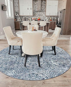 vivorug Round Rug 5ft Vintage-Inspired Round Area Rug Non-Slip Indoor Carpet - Image 3