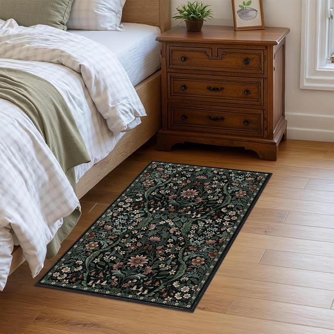 Floral 2x3 Entryway Rug, Washable Front Door Mat Indoor Non Slip Low Pile Small - Image 3